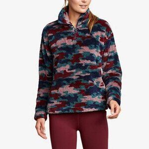 Eddie Bauer Camo Fleece 1/4 Zip Pullover Top Size XL